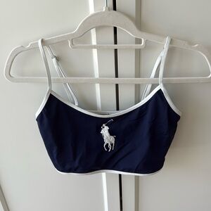 Polo Ralph Lauren Navy Blue and White Crop Swim Top Size Medium